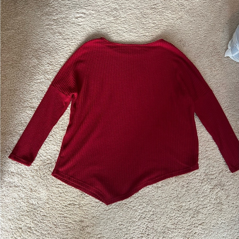 Women's Red Knit Top - Picture 5 of 5